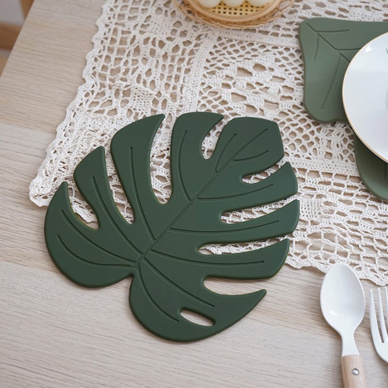Wonlex Silicone Trivet Mat Set of 2, Monstera Pot Holder Hot Pads for Table & Countertop, Soft Rubber Multi-Use Trivets for Pots & Dish, Non Slip Coasters (Large) - Image 3