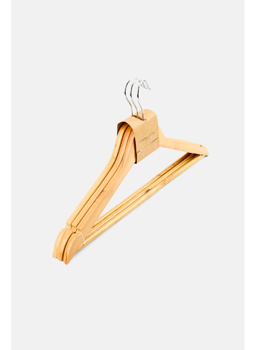 Muy Mucho 3 Piece Wooded Hanger, Tan  - Image 2