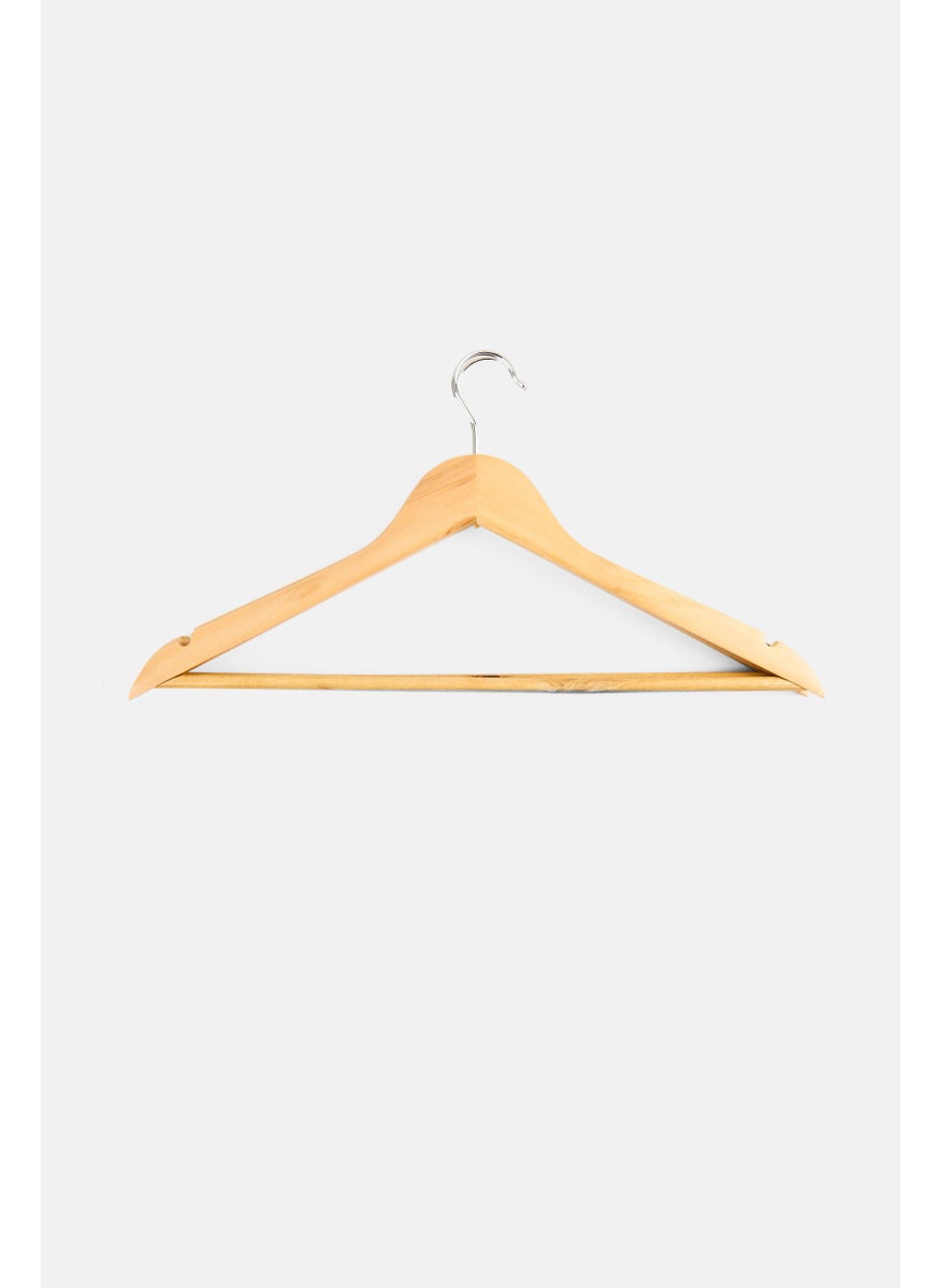 Muy Mucho 3 Piece Wooded Hanger, Tan  - Image 1