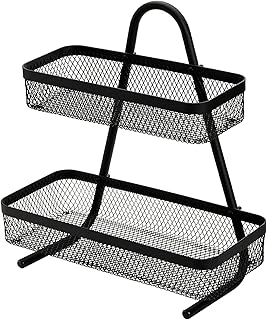 Dicunoy Dicunoy Wire Storage Basket, 2 Tire Small Narrow Bins for Kitchen Counertop, Rustic Fruit Vegetable Organizer Bowl for  - Image 1