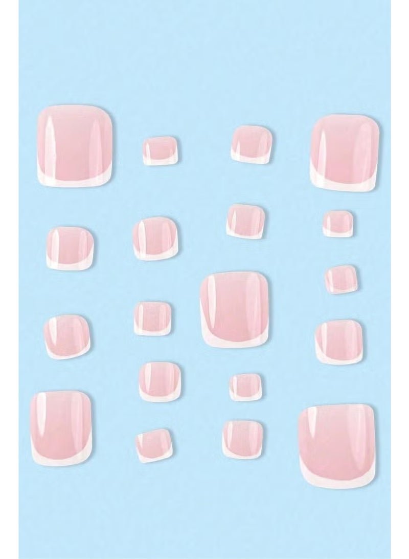 GlamKit French-style square false nails. The box contains 24 nails, a nail file, and jelly gel. - Image 2
