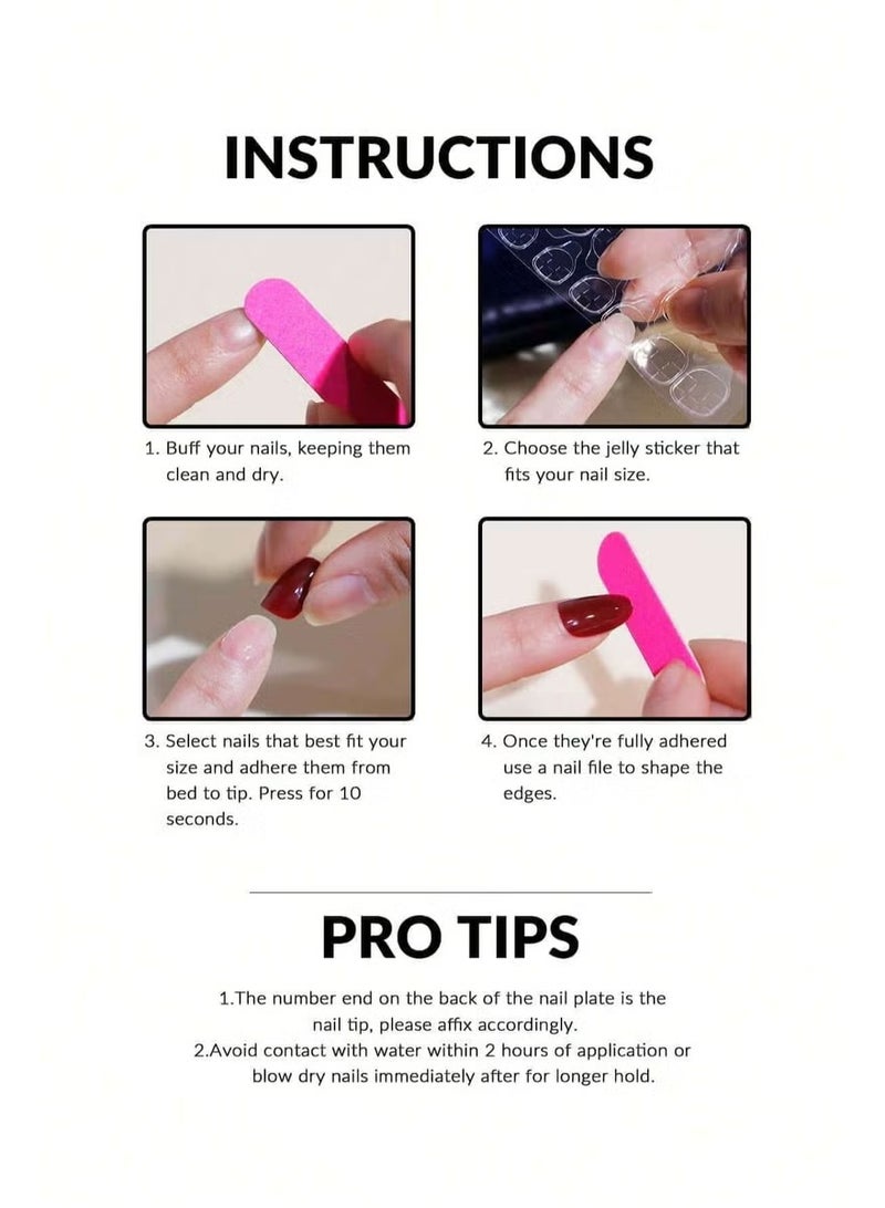 GlamKit French-style square false nails. The box contains 24 nails, a nail file, and jelly gel. - Image 4