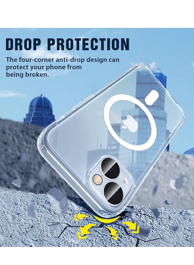 ELTRAZONE [Super 5-in-1] Magnetic Case for iPhone 15 6.1" 2023, [2 Pack Screen Protector + 2 Camera Lens Protector] Yellowing Resistance Clear Ma-gs-afe Case for iPhone 15 5G (iPhone 15, Clear) - Image 4