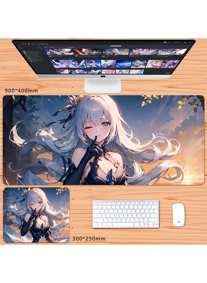 Generic - No Overlock Honkai Impact 3 Mouse Pad Extra Large Animation Kiana Dem Lisa Alicia Two-Dimensional Notebook-Color:80x30cm Thickness 3mm-Pattern:Rose Red Eight Cherry Blossoms - Image 1