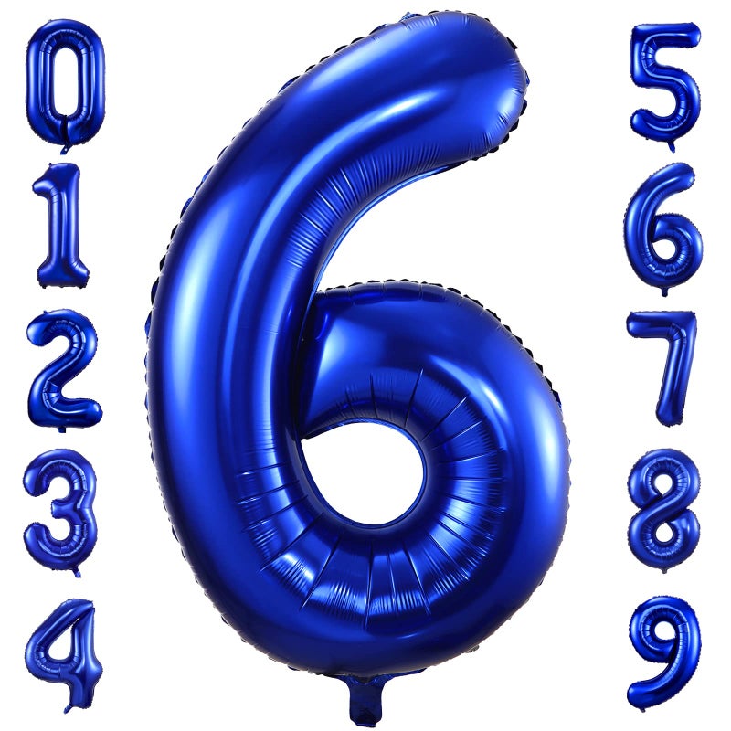 BBPOOL Navy Blue Number 6 Balloons40 Inch Dark Blue 6 Birthday Balloon Large Foil Mylar Number Digital Balloons for Birthday Party Graduation Baby Shower Anniversary Decorations - Image 3