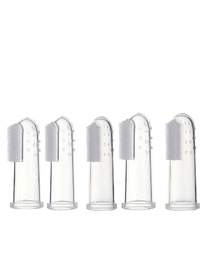 5 Piece Infant Baby Finger Toothbrush Teeth Clear Soft Silicone Tooth Brush Rubber - Image 1