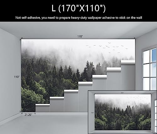 WFBHUA-Foggy Forest Woodland Wallpaper Green Nature Landscapes Wall Murals for Bedroom Living Room(Not Peel and Stick) - Image 4