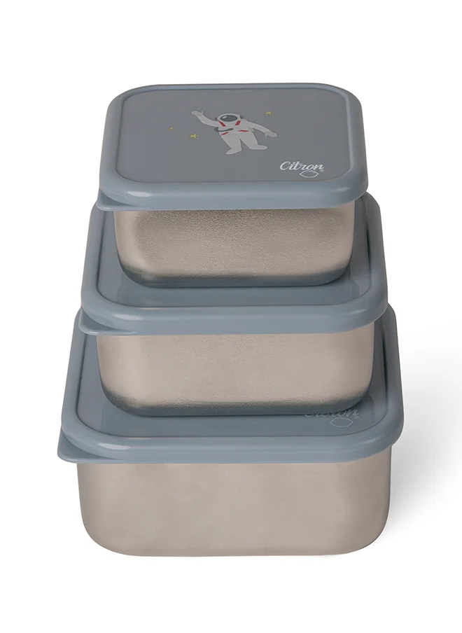 سترون Stackable Stainless Steel Lunchbox - Spaceship - 2-Layer Leakproof Bento Lunchbox for Kids - BPA-Free, Durable & Safe - Includes Divider & Sauce Container