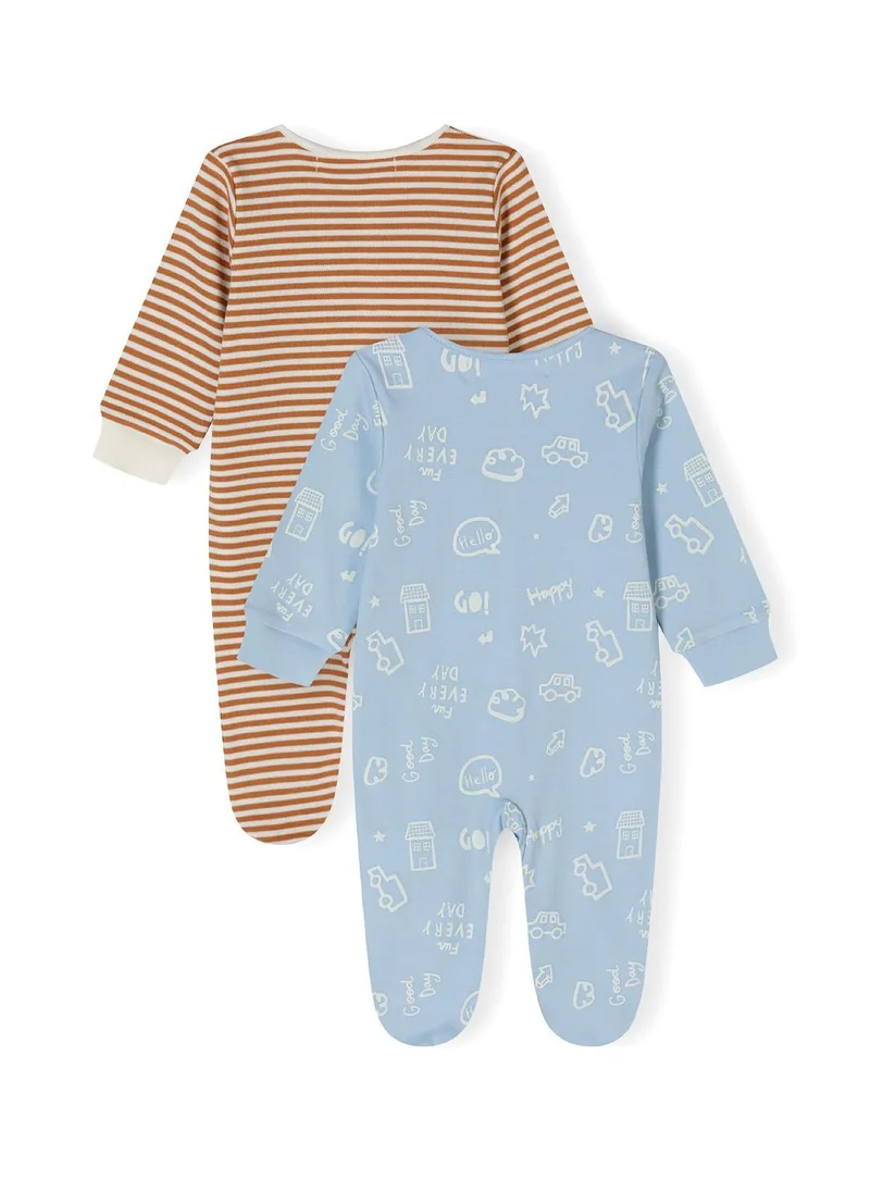 MINOTI 2-Pack Baby Sleepsuits with Full-Length Snap Closures