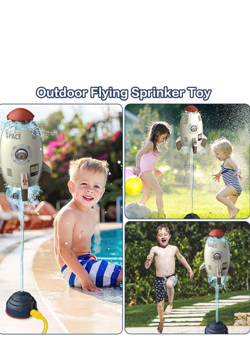 SYOSI Outdoor Sprinkler for Kids, Rocket Launch Sprinkler Toy, Hydro Launch Water Rocket Toys for Kids, Garden Sprinkler 360 Degree Rotation Rocket Sprinkler for Kids(Gray) - Image 3