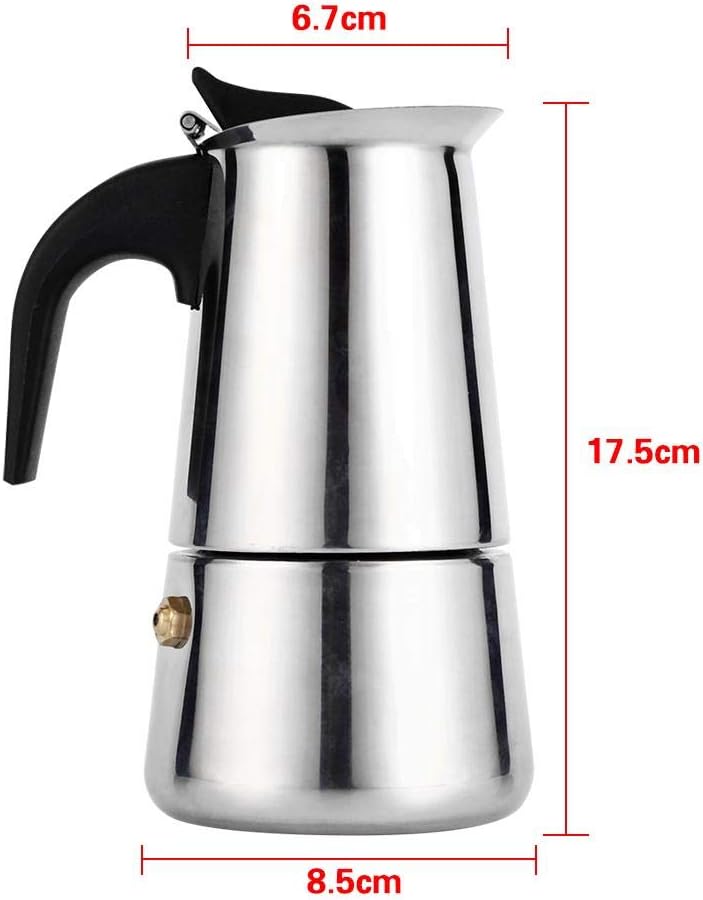 comfrt Stovetop Espresso Maker, Stainless Steel Moka Pot Stovetop Coffee Maker Coffee Pot for Office Home(200ml) - Image 4