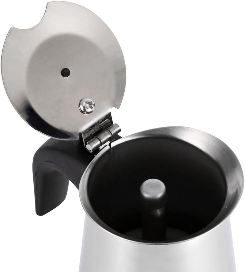 comfrt Stovetop Espresso Maker, Stainless Steel Moka Pot Stovetop Coffee Maker Coffee Pot for Office Home(200ml) - Image 3
