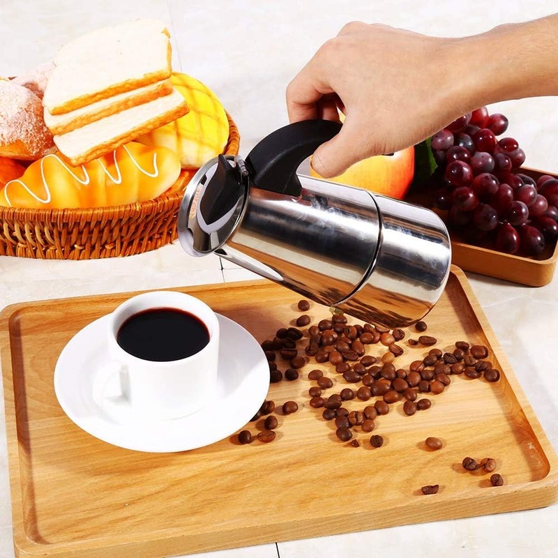 comfrt Stovetop Espresso Maker, Stainless Steel Moka Pot Stovetop Coffee Maker Coffee Pot for Office Home(200ml) - Image 1