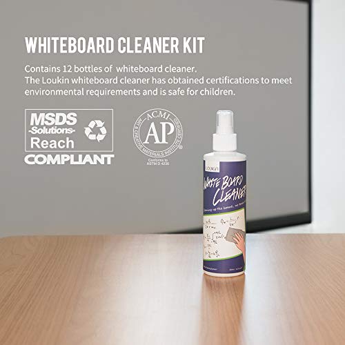 loukin Non-Toxic Whiteboard Cleaner, 8.5 fl oz Dry Erase Board Cleaner, White board Cleaning Spray, Removes Stubborn Marks from Whiteboards, Chalkboard (12-Pack) - Image 2