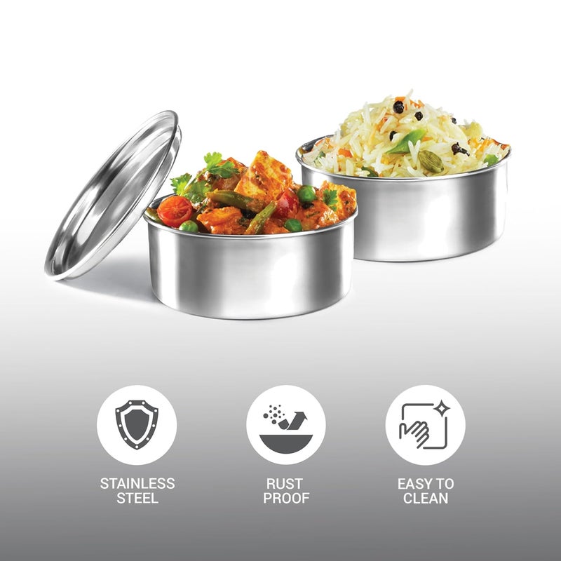 Milton MILTON Odyssey Insulated Tiffin 4 Stainless Steel Containers 380 ml Each and 1 Papad Box 200 ml Blue PU Insulated Food Grade Easy to Carry Hot Cold Office Outdoors Food Grade - Image 3