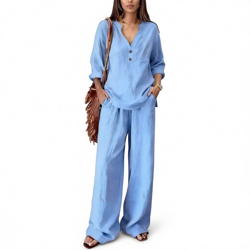 Women's Two-Piece Long Sleeve Casual Loungewear Set - Image 1