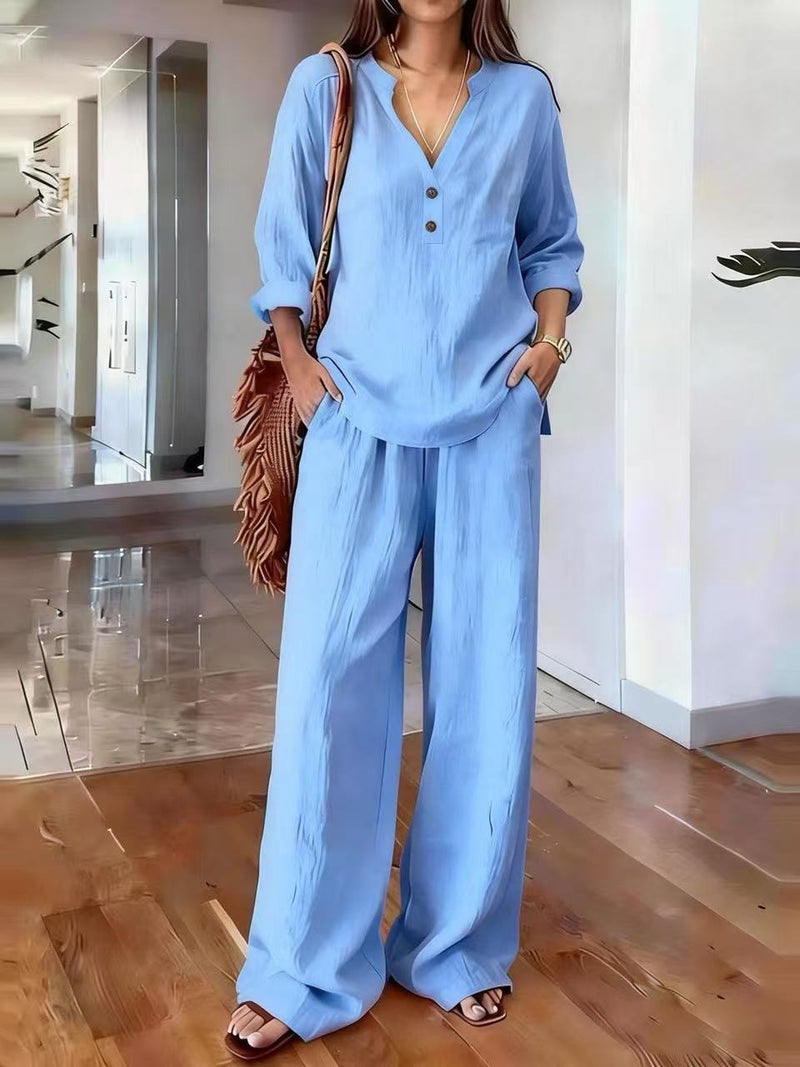 Women's Two-Piece Long Sleeve Casual Loungewear Set - Image 4