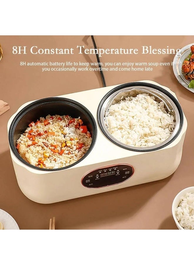 Denx DX3901 2-in-1 Electric Double Cooking Pot, 2L Dual Non-Stick Pots with Touch Control, White - Image 3