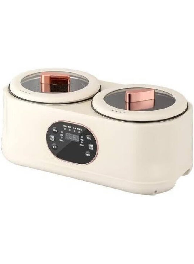 Denx DX3901 2-in-1 Electric Double Cooking Pot, 2L Dual Non-Stick Pots with Touch Control, White - Image 1