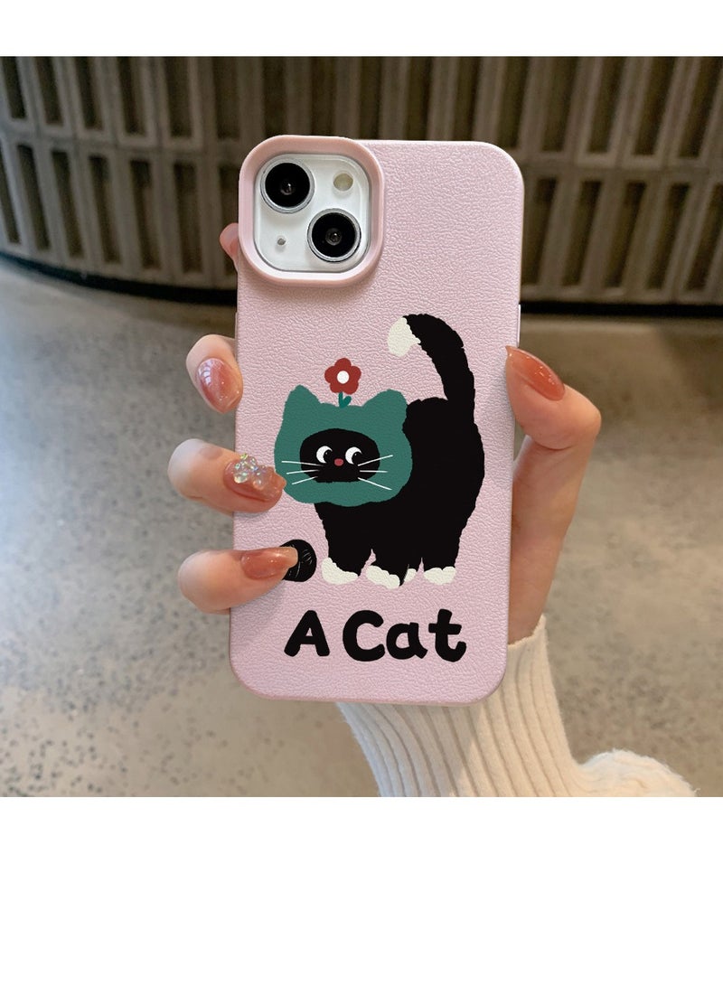 NIBEMINENT Fluffy Cat Protective TPU Case Cover For iPhone 15, Pink