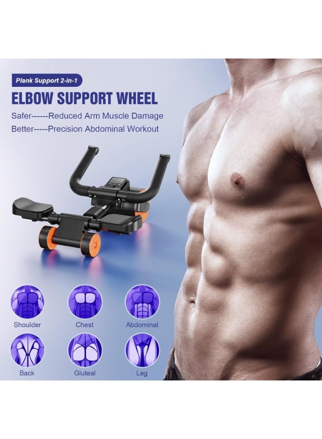 سبورت كيو عجلة تمارين البطن الأوتوماتيكية 3 عجلات بارتداد ذكي من سبورت كيو®️– Ab Roller احترافي مع عداد وقت ومساند للكوع – مقاومة قوية وثبات عالي – لتقوية البطن والظهر والصدر وتمارين المنزل واللياقة - Image 2