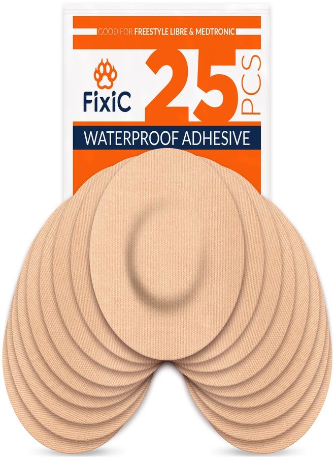 Fixic FixiС Adhesive Patches 25 Pack 3 1/2" - Good for Libre 1, 2, 3 & Plus - G7 & Stelo - Guardian - Waterproof Adhesive Patches - Libre Adhesive Covers - Pre-Cut - The Best Fixation for Your Sensor! (Tan) - Image 1