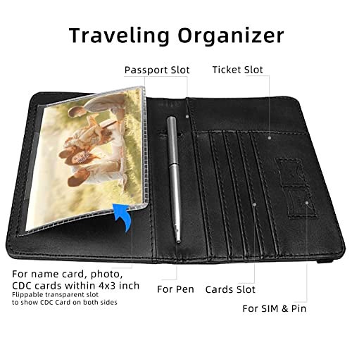WALNEW Passport Holder for Travel, RFID Passport Cover Wallet for Women Men, PU Leather Passport Book Card Holder Case with Pen, Travelling Essentials for Flying - Image 3