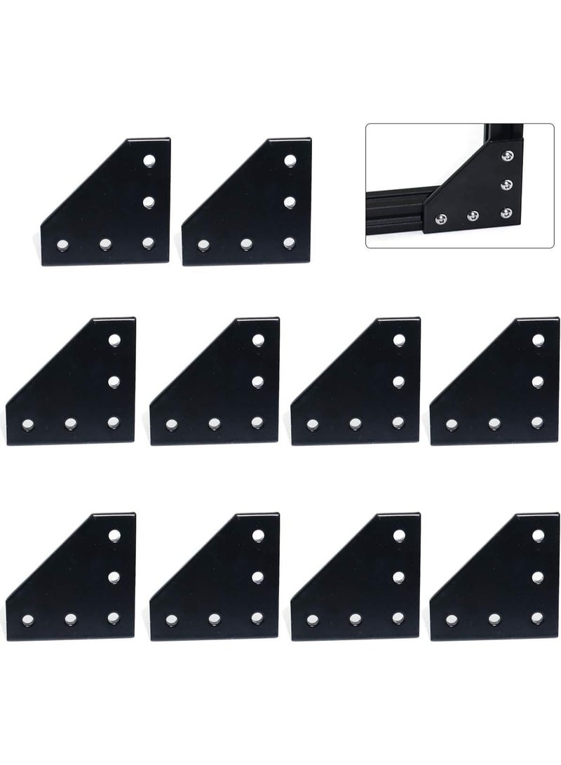 10pcs Corner Bracket Plate Anodised L Shape 5 Hole 90 Degree Outside Joining Plate for Series Aluminum Extrusion Profile Black - Image 1