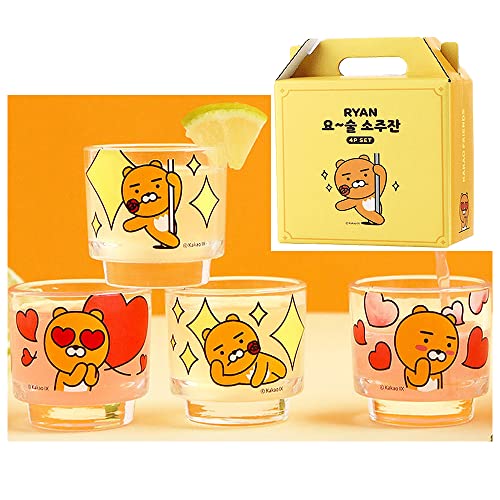 Kakao Friends Kakao Soju Shot Glasses Set of 4 in Gift Box - Ryan - Image 1