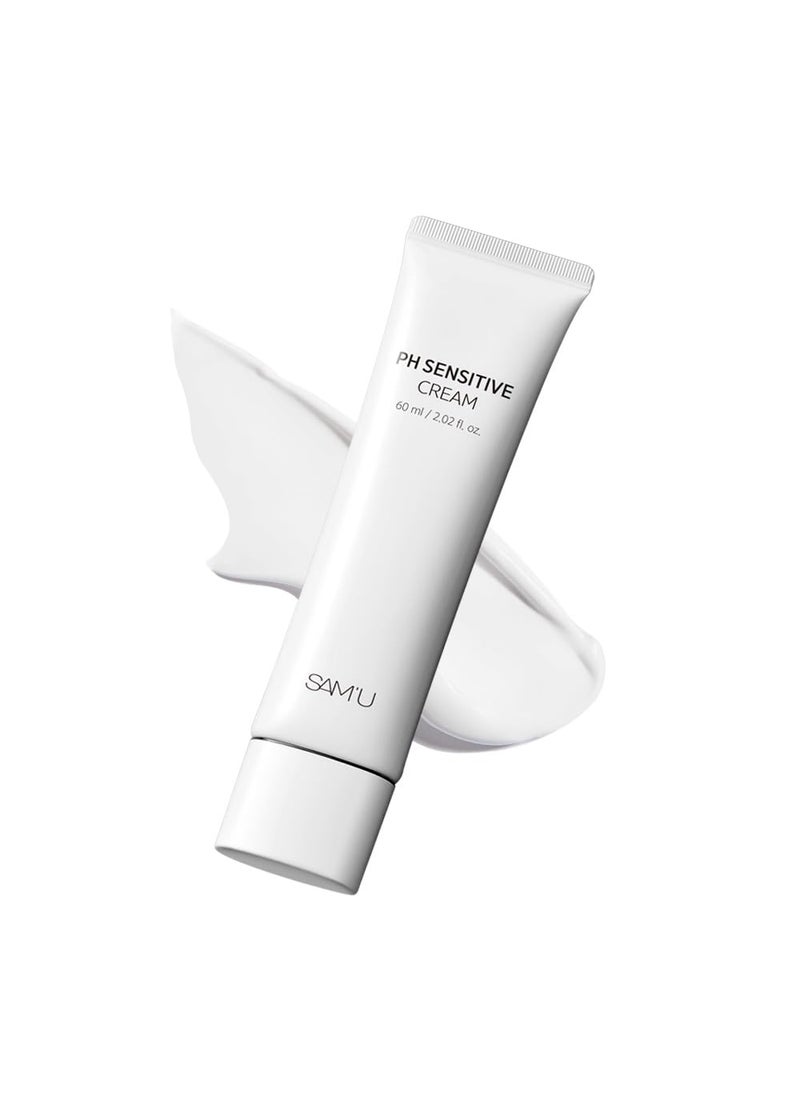 SAM'U SAMU PH Sensitive Cream Face Moisturizer with Ceramide Hyaluronic Acid  Allantoin  Centella Longlasting Hydration Quick Absorbing Formula Hypoallergenic Korean Skin Care 202 Fl Oz 