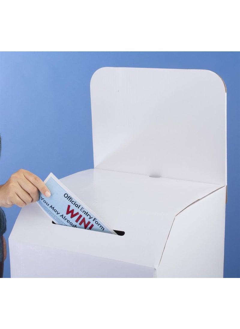 Displays2go FloorStanding Corrugated Ballot Box with Header Detachable Design for Countertop Use  White  - Image 5
