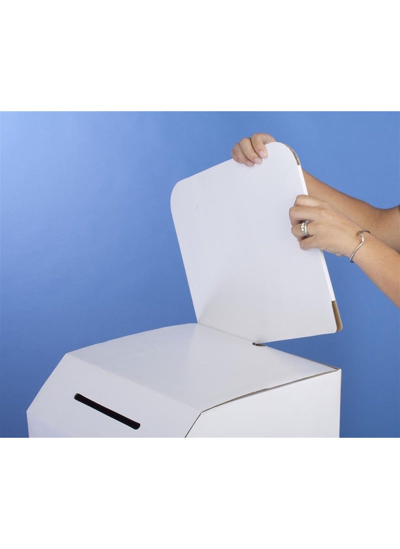 Displays2go FloorStanding Corrugated Ballot Box with Header Detachable Design for Countertop Use  White  - Image 4