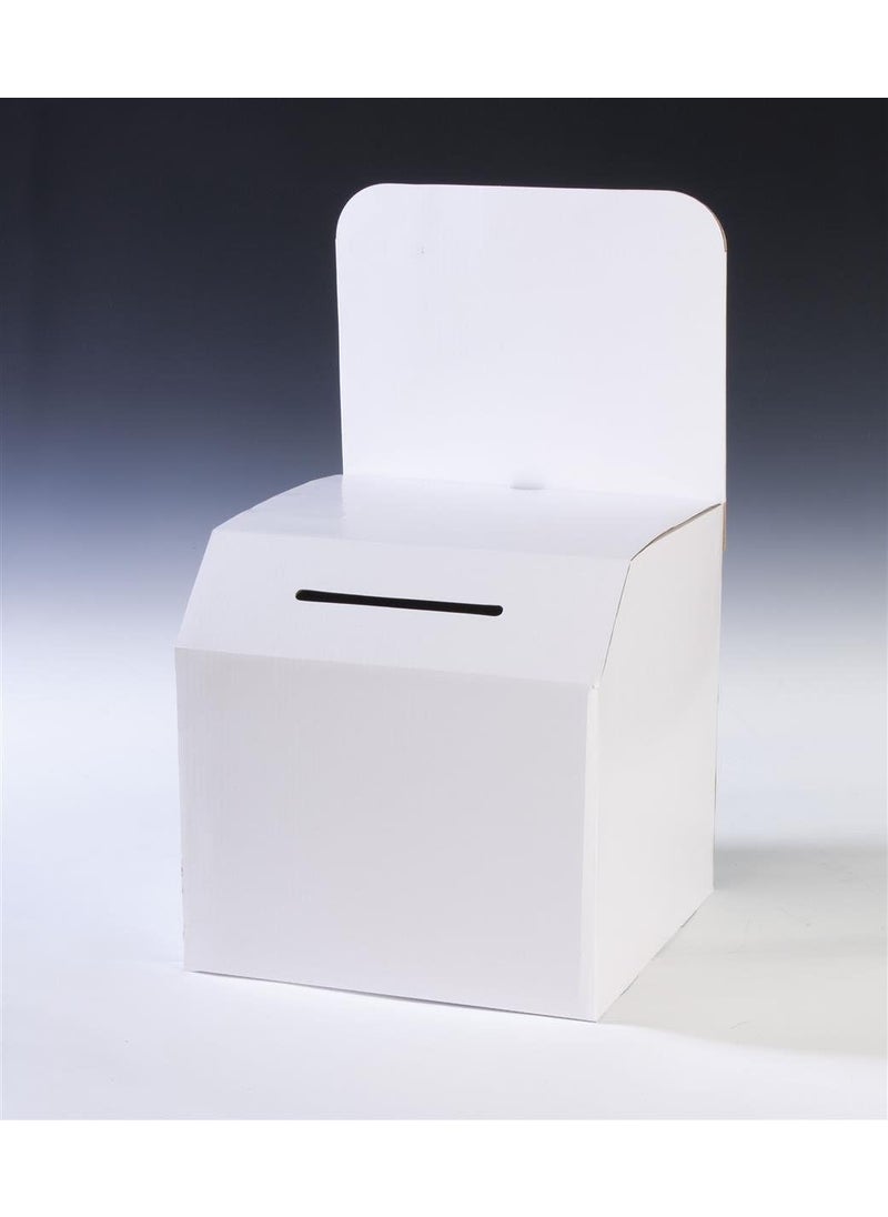 Displays2go FloorStanding Corrugated Ballot Box with Header Detachable Design for Countertop Use  White  - Image 2