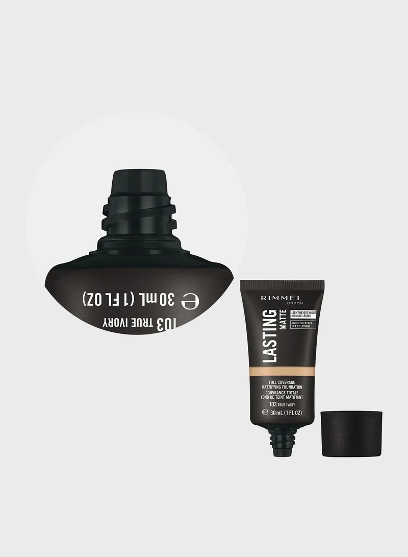 Rimmel London  Lasting Finish Matte Foundation- True Ivory 103 for Women | Best Price UAE