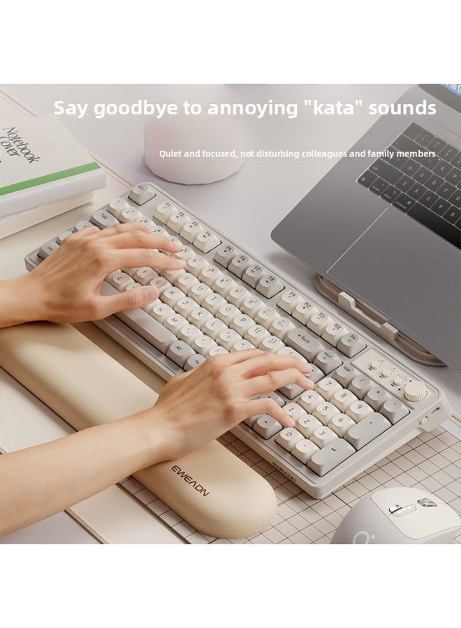 V1 Wireless Keyboard And Mouse Suit Mute Mechanical Feel Girls Computer Office Games Bluetooth Keyboard And Mouse-Color:Mechanical Feel-v1-cream Gray White Light Three-mode Set 【bluetooth 5.0+2.4g W - Image 4