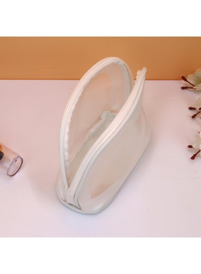 NFI essentials Semicircle Makeup Pouch for Women, Transparent Washbag Pouch Travel Makeup Bag Portable Carry Toiletry Storage Bag Cosmetic Organizer Bag Pouch for Girls - Image 5