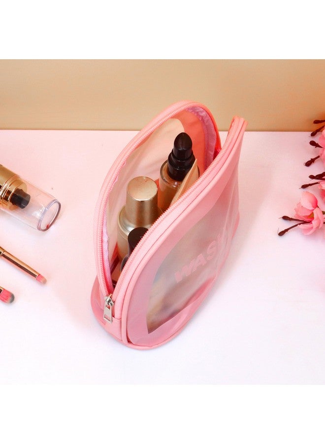 NFI essentials Semicircle Makeup Pouch for Women, Transparent Washbag Pouch Travel Makeup Bag Portable Carry Toiletry Storage Bag Cosmetic Organizer Bag Pouch for Girls - Image 2