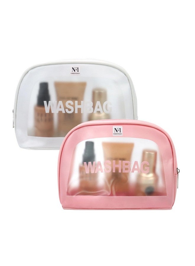 NFI essentials Semicircle Makeup Pouch for Women, Transparent Washbag Pouch Travel Makeup Bag Portable Carry Toiletry Storage Bag Cosmetic Organizer Bag Pouch for Girls - Image 1