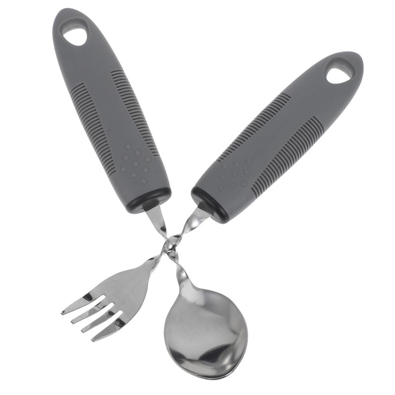 Adaptive Stainless Steel Utensils For Elderly With Anti Shake Built Up Handles Therapy Dining Comfort 2 Pack - Image 2