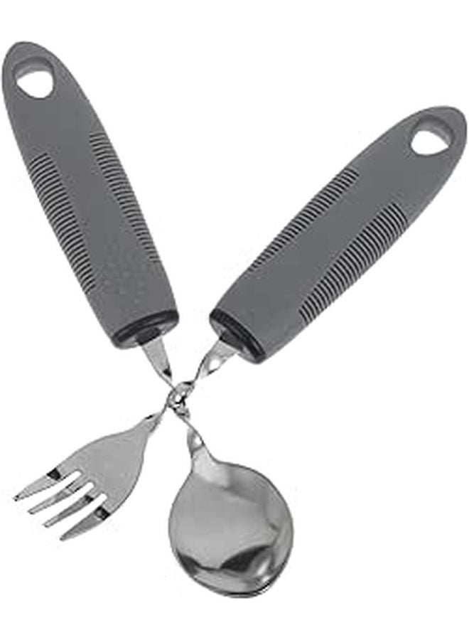 Adaptive Stainless Steel Utensils For Elderly With Anti Shake Built Up Handles Therapy Dining Comfort 2 Pack - Image 1