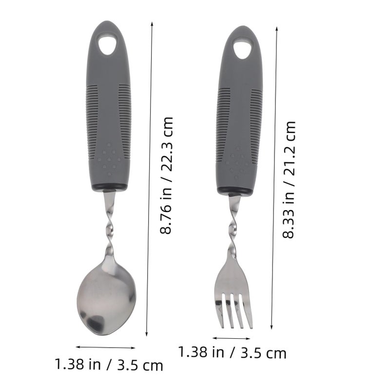 Adaptive Stainless Steel Utensils For Elderly With Anti Shake Built Up Handles Therapy Dining Comfort 2 Pack - Image 3