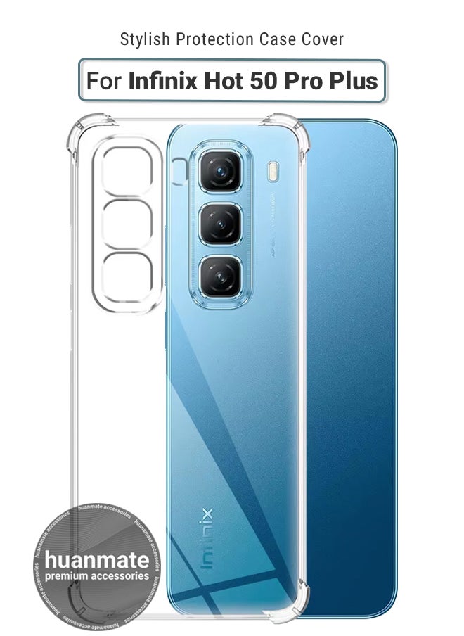 huanmate Infinix Hot 50 Pro Plus Shock Proof Case Cover - Ultra Clear, Durable & Accurate Cut-outs - Scratch, Dust & Smudge Protection - Clear Silicon Back Cover for Infinix Hot 50 Pro Plus  - Image 1
