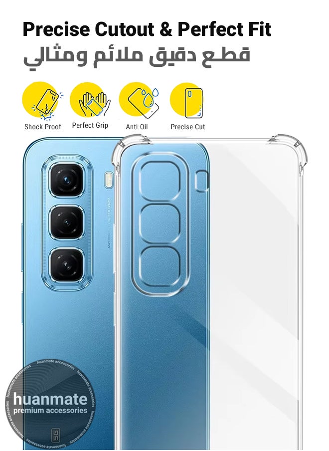 huanmate Infinix Hot 50 Pro Plus Shock Proof Case Cover - Ultra Clear, Durable & Accurate Cut-outs - Scratch, Dust & Smudge Protection - Clear Silicon Back Cover for Infinix Hot 50 Pro Plus  - Image 2