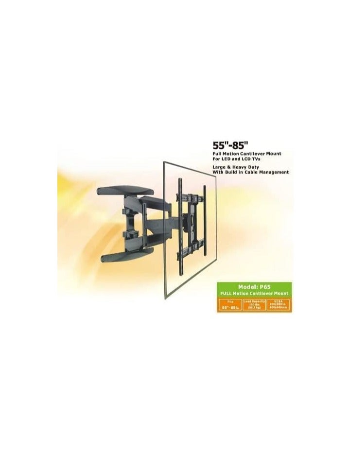حامل تلفزيون متحرك للشاشات من 55 إلى 85 بوصة – حامل حائط قابل للتعديل مع زاوية ميل وتدوير - Image 2