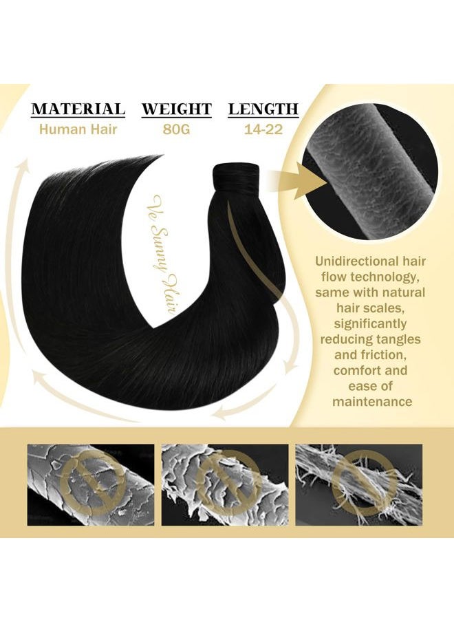 Ve Sunny Clip in Ponytail Hair Extensions Jet Black Human Hair Ponytail Extension Black Ponytail Hair Extensions Wrap around Ponytail Human Comfortable Wear Hair Ponytail Extension 80g 20inch  - Image 5