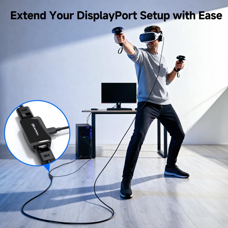 Cable Matters Active DisplayPort Repeater, Support 4K@240Hz up to 32ft, 4K@60Hz up to 80ft, (DP 1.4 Repeater, DisplayPort Signal Booster, DP Amplifier) for VR Headset, Gaming Monitor - Image 2