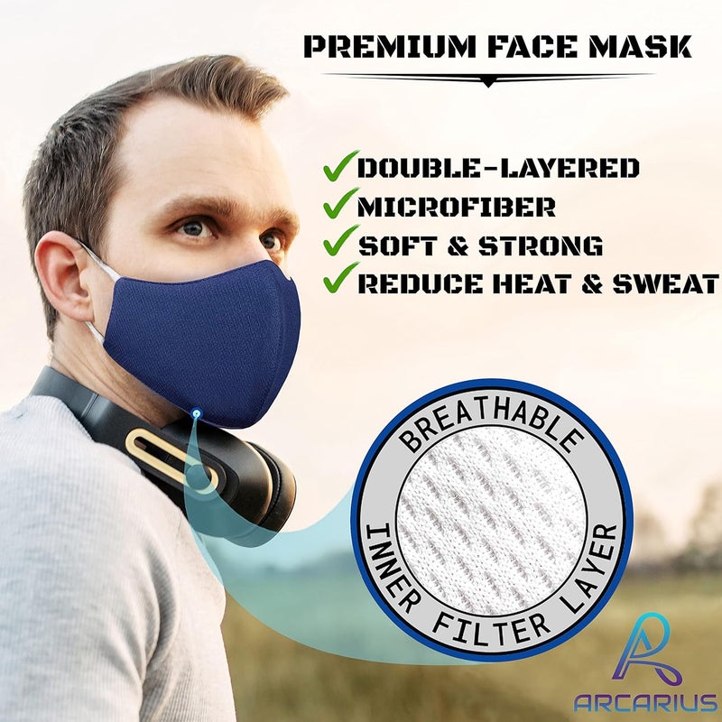 Arcarius Breathable Sports Face Mask – Moisture Wicking Gym & Travel Fit (3-Pack) - Image 2