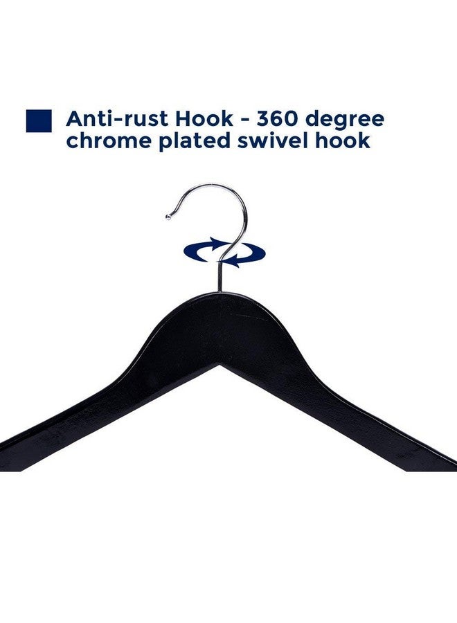 Evolluxi Evolluxi Lotus Wooden Hangers, Solid Wood Shirt Hangers,Dress Coat Jacket Clothes Hangers,with Extra Smooth Finish, 360 Degree Swivel Hook(Retro) (Black, 18)  - Image 2