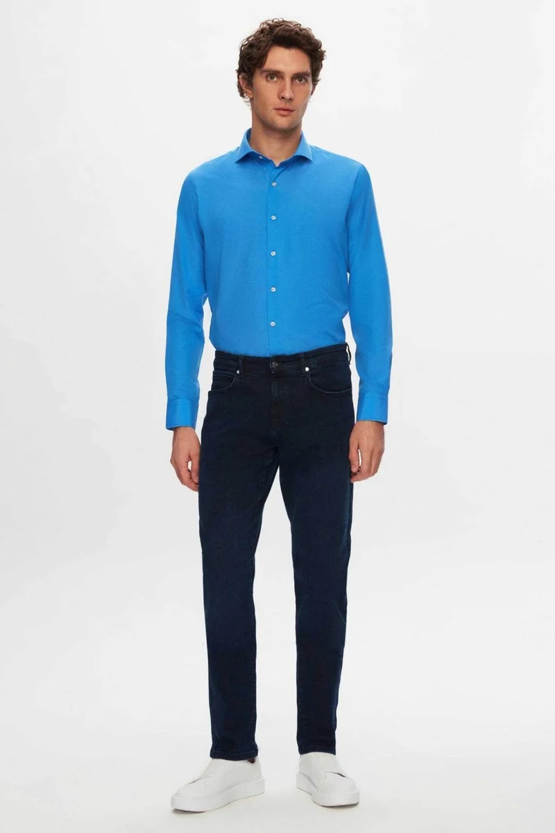 دي أس دامات D'S Groom Slim Fit Blue Italian Collar Shirt 2HF02ORT4185
