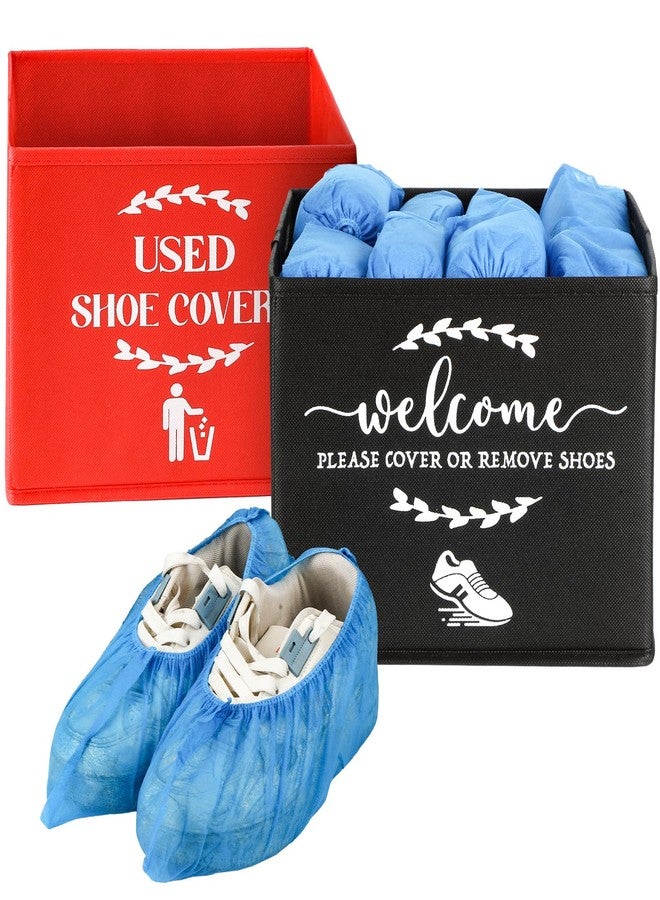 Suzile 6 Pcs Shoe Covers Box Foldable Storage Bin Indoor Shoe Cover Dispenser Shoe Cover Holder for Open Houses Supplies Homeowner Booties (Stylish,Red, Black) - Image 3